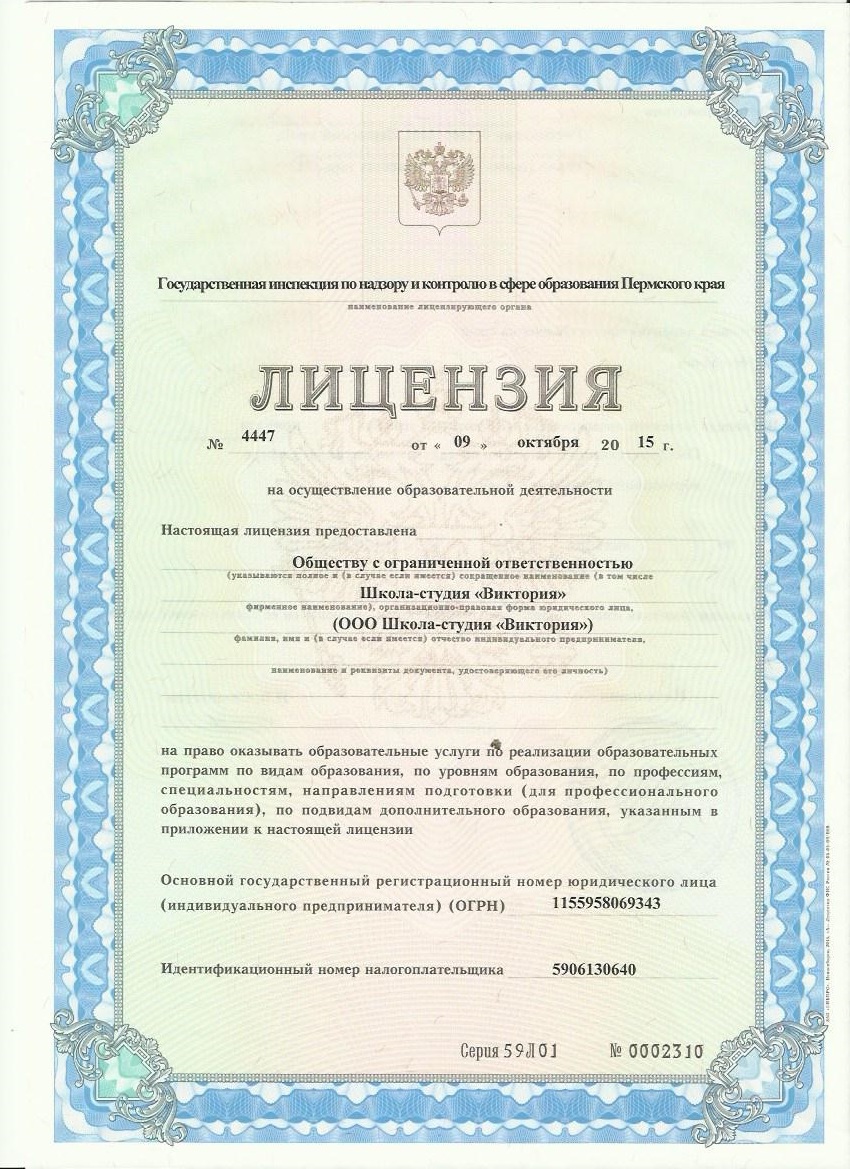 Лицензия на осуществление образовательной деятельности